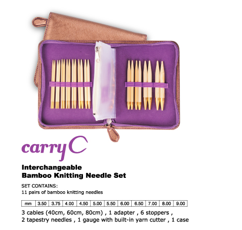 Interchangeable Bamboo Knitting Needle Set carryC